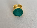 SHEBA - ADJUSTABLE 22K GREEN AGATE RING