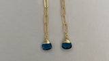 IRIS - DARK BLUE TOPAZ CHAINED DROP EARRINGS