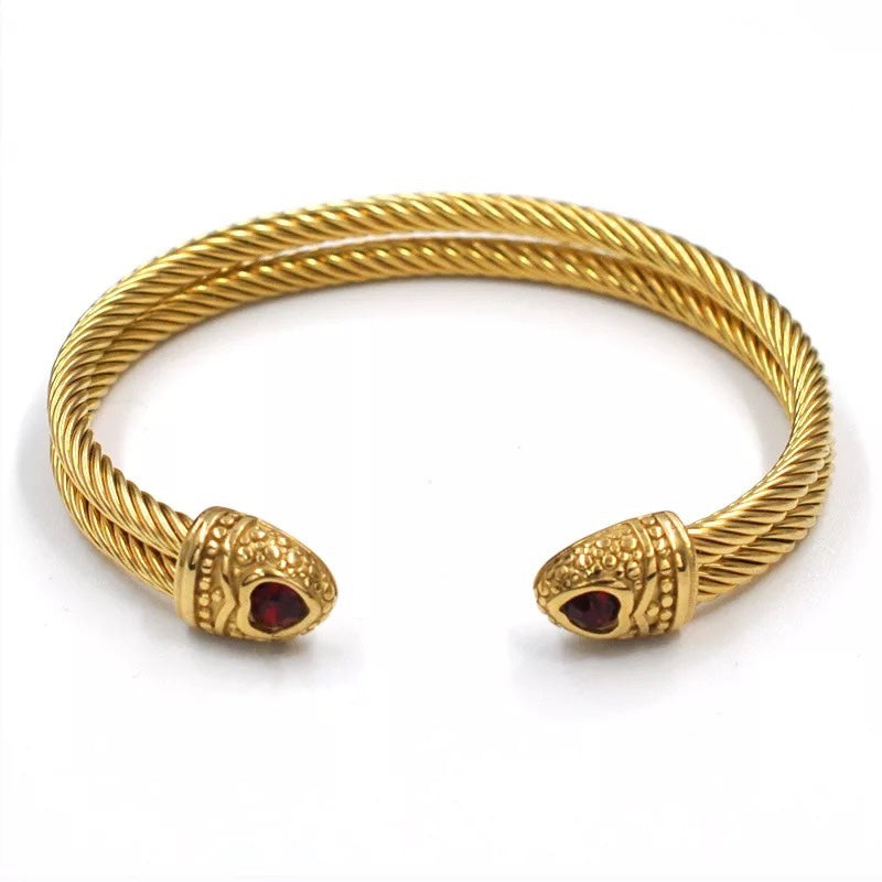CABLE BRACELET - RED & GOLD