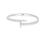 Product Details  Composition: Stainless Steel, Cubic Zirconia  Bracelet can be opened to fit any wrist size 