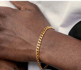 Product Details  Adjustable 6mm link bracelet  Composition: 18k gold-plated  Length: 7 inch, 2 1/2 inch extension Unisex