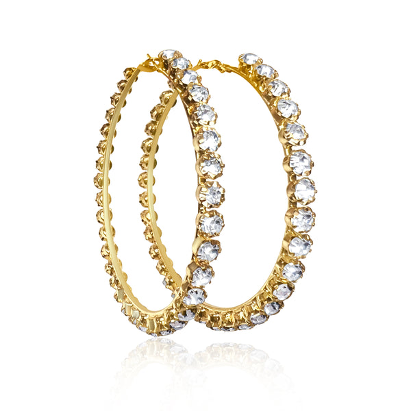 These stunning pair of sparkly hoops, will have you feeling like a million bucks. Named after my favorite diva, Miss Diana Ross.   Matirial: alloy , rhinestones  Weight: 1g/pair (light weight)  Diameter: 7.6 cm