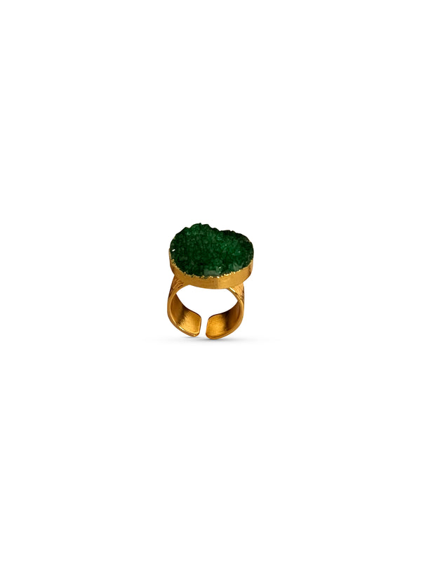 SHEBA - ADJUSTABLE 22K GREEN AGATE RING